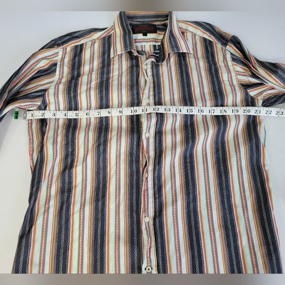 Dragonfly Mens Colorful Vertical Stripes Front Button Down Casual Retro Shirt - Picture 4 of 9